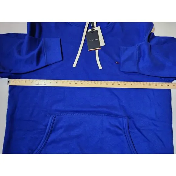 Tommy Hilfiger Blue Logo Hoodie Men’s 2XL Pullover Fleece Sweatshirt - Picture 3 of 8